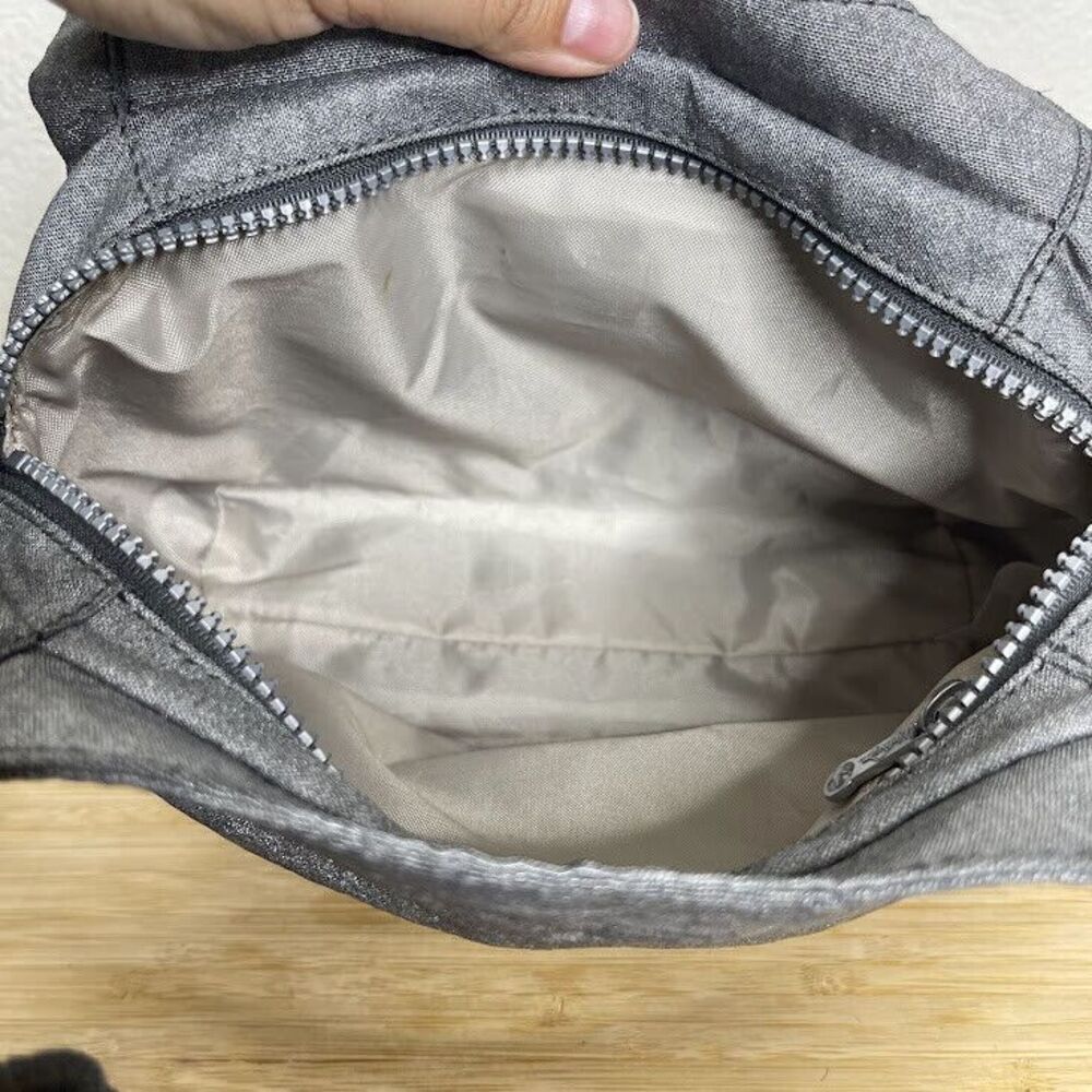 Kipling Shoulder Bag Nylon Silver Grey Felix Mini Double Handle Tote Purse - Picture 9 of 14